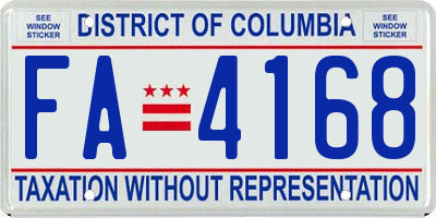 DC license plate FA4168