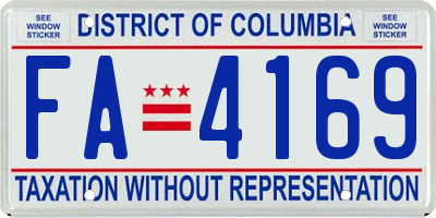 DC license plate FA4169