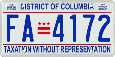 DC license plate FA4172