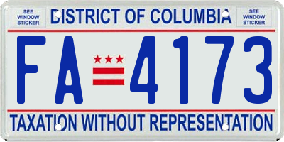 DC license plate FA4173