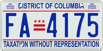 DC license plate FA4175