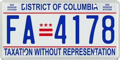 DC license plate FA4178