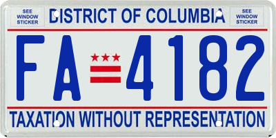 DC license plate FA4182