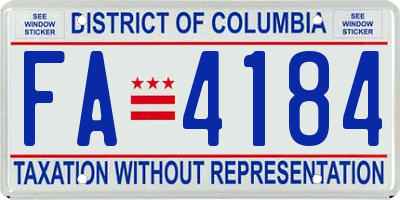 DC license plate FA4184