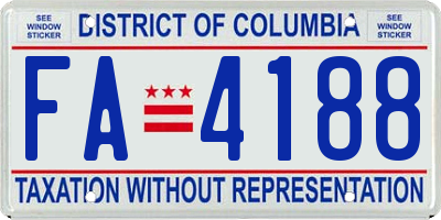 DC license plate FA4188