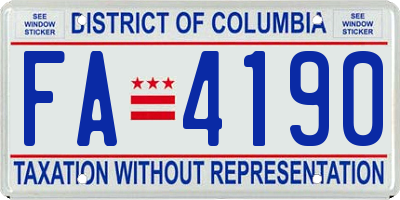 DC license plate FA4190