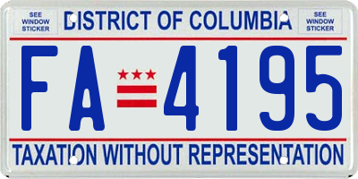 DC license plate FA4195