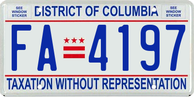 DC license plate FA4197