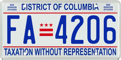 DC license plate FA4206