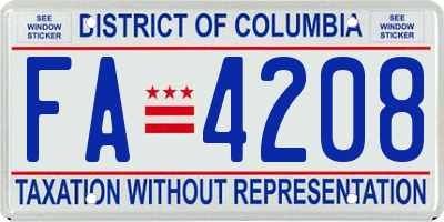 DC license plate FA4208