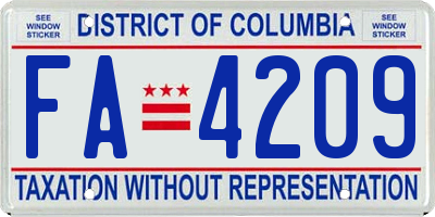 DC license plate FA4209