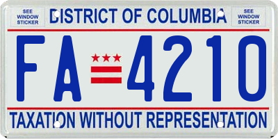 DC license plate FA4210