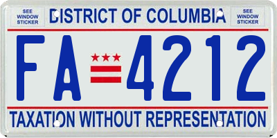 DC license plate FA4212