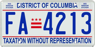 DC license plate FA4213