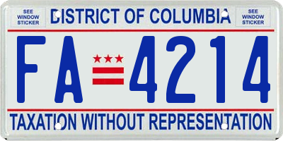 DC license plate FA4214