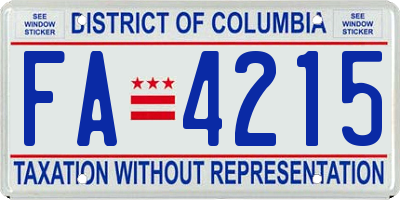 DC license plate FA4215