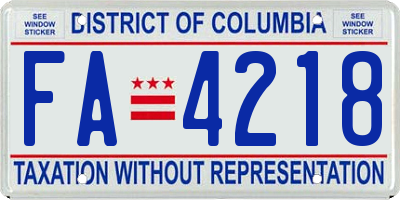 DC license plate FA4218