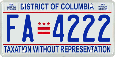 DC license plate FA4222