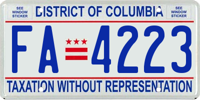 DC license plate FA4223