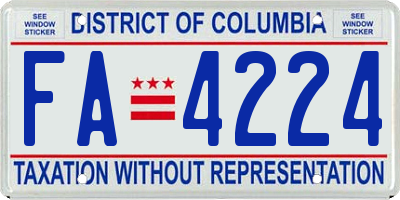 DC license plate FA4224