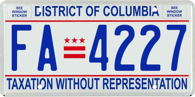 DC license plate FA4227