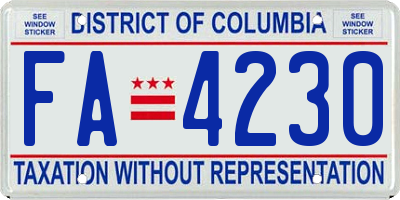 DC license plate FA4230