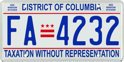 DC license plate FA4232