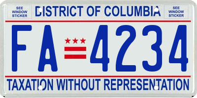 DC license plate FA4234