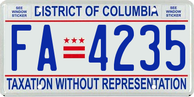 DC license plate FA4235