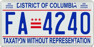 DC license plate FA4240