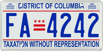 DC license plate FA4242