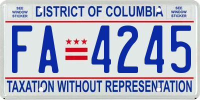 DC license plate FA4245