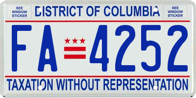 DC license plate FA4252