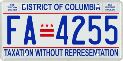 DC license plate FA4255