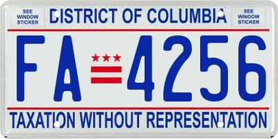 DC license plate FA4256