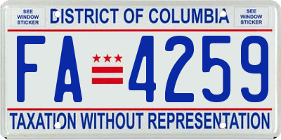 DC license plate FA4259