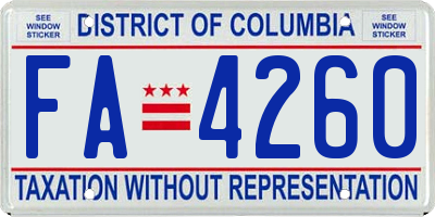 DC license plate FA4260