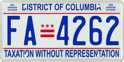 DC license plate FA4262