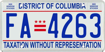 DC license plate FA4263