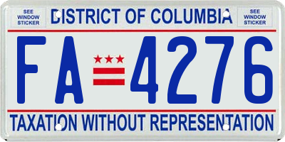 DC license plate FA4276