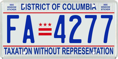 DC license plate FA4277