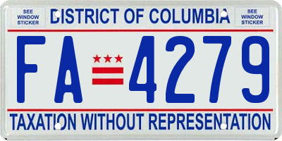 DC license plate FA4279