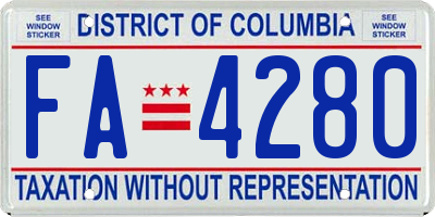 DC license plate FA4280