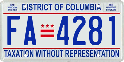 DC license plate FA4281