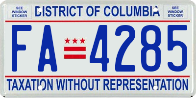 DC license plate FA4285