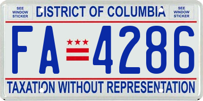 DC license plate FA4286