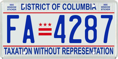 DC license plate FA4287