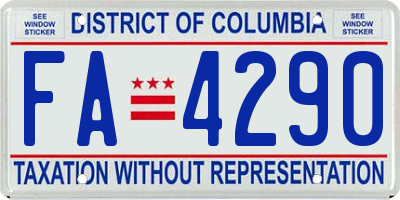 DC license plate FA4290