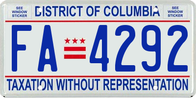 DC license plate FA4292