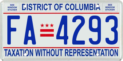 DC license plate FA4293